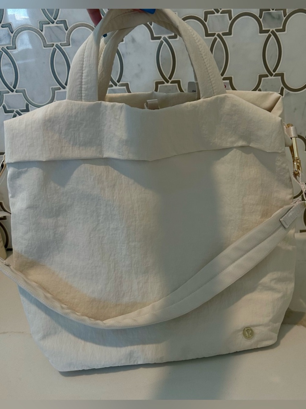 NWT Ivory and Gold Lululemon On My Level Tote Bag 20L
